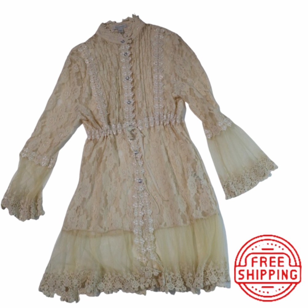 Boston Proper Victorian Lace Top Size XL